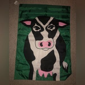Vintage handmade decorative flag cow design